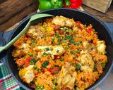 Sütőben sült csirkés rizseshús/ Paella recept fázis 8 fotója
