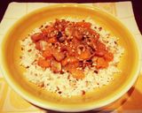 Foto del paso 10 de la receta: Calamar y gambas con calabaza sobre arroz