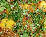 A picture of step 3 of Masoor keema pulao.