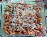 Sült, paradicsomos, virslis, penne recept fázis 7 fotója