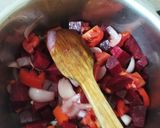 A picture of step 5 of Beetroot soup with Mexican salad.