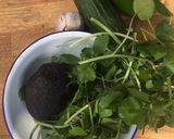 A picture of step 1 of Green watercress and Avocado Gazpacho 🌱.