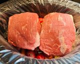 A picture of step 2 of Crockpot Salsa Roast.