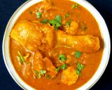 A picture of step 8 of Chettinad chicken curry.