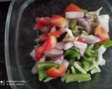 A picture of step 2 of Square shaped Bread with veggies and Cheese.