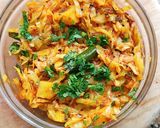 A picture of step 4 of Cabbage and Potato Subji.