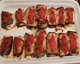 A picture of step 5 of Eggplant rolls filled with ham & cheese.