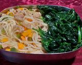 彩椒肉末拌麵&菠菜的食譜步驟2照片