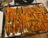 A picture of step 3 of Baked Bhindi.