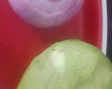 A picture of step 1 of Raw mango and onion kachumer.