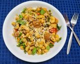 A picture of step 4 of Cheesy Veg Soya Macaroni Pasta.