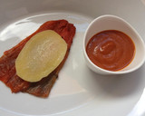 Foto del paso 17 de la receta: Bacalao con salsa bizkaina y patatas con aroma de pimiento rojo asado