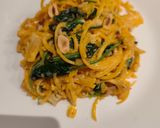 Une image de l'étape 10 de Spaghetti de butternut aux épinards et crème de noisette.