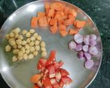 A picture of step 1 of Carrot Khichdi with Curd masala Kadi.