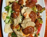 A picture of step 2 of Falafel wrap / Mediterranean bowl / platter from the middle East.