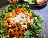 A picture of step 3 of Corn masala chaat.