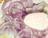 A picture of step 1 of Chilli Onion Rings or Laccha onion.