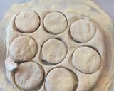 A picture of step 4 of Overnight English (or American) Sourdough Muffins. So Easy and So Delicious. - Enjoy.