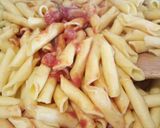 A picture of step 3 of Garganelli con funghi e pancetta.
