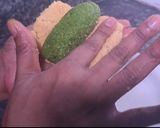 A picture of step 4 of Kesariya tri-colour mawa roll.