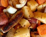 A picture of step 4 of My Spiced Seasonal Roast Sausage and Veg🥰.