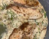 A picture of step 5 of Alfredo Sauce w/ Tilapia 🐟🥦.