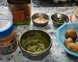 A picture of step 1 of Brown bread Potato stuff peanuts butter grilled sandwich.