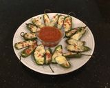 A picture of step 7 of Roasted Pepperoni and cheese stuffed Jalapeños.