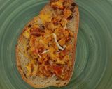 A picture of step 5 of Scrambled Eggs Toast with Tomato and Cheddar.