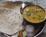 A picture of step 11 of Jowar Bhakri and pithla.
