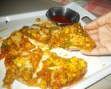 A picture of step 4 of Domino style pizza without oven and without yeast.