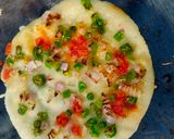 A picture of step 5 of Uttapam made of rava / sooji.