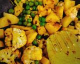 A picture of step 3 of Pea, Cabbage, and Potato Curry.