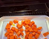 A picture of step 2 of Spiced sweet potato, puy lentil and rocket with honey and parmesan cheese.