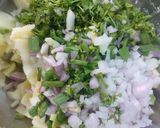 A picture of step 2 of Potato paratha with onion raita.