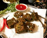 A picture of step 4 of Kothimbir Vadi (Coriander & Gram Flour Pakoras / Fritters).