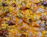 A picture of step 4 of Rice and Shrimp.