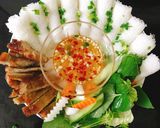 A picture of step 7 of Banh Hoi with Grilled Pork Chops.