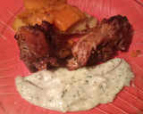 Foto del paso 4 de la receta: Bacaray C/papas, boñiatos y salsa blanca al horno