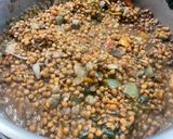 Une image de l'étape 30 de Soupe de lentilles aux tomates, poivrons et bouillon de gambas.