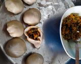 A picture of step 8 of Stuffed Riceballs tossed in mix vegetables.