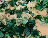 A picture of step 9 of Sharagwani Shing Nu Shaak (Moringa curry).