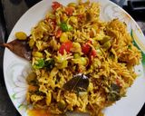 A picture of step 4 of Lima beans pulav (pavta bhat).