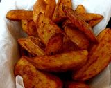 A picture of step 4 of My homemade Deep fried Wedgie chunky Chips inthe Skin. #Sidedish.