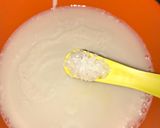 A picture of step 4 of Appam with coconut milk.