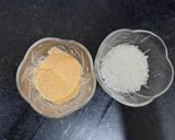 A picture of step 1 of Parle-g custard pudding.