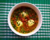 Baconos zöldborsóleves majoránnás túrógombóccal 👌 recept fázis 7 fotója