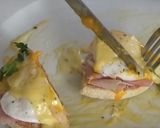 A picture of step 7 of Eggs Benedict.