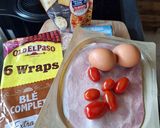 A picture of step 1 of Ham and Shredded Cheese Omelette Wrap in Under 30 Minutes.