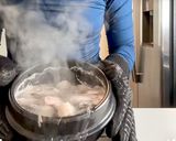 A picture of step 1 of Chinese Braised Pork Belly (very hands off).
